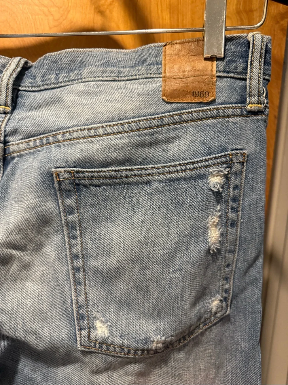 GAP 1969 Light Blue Slim Straight Ripped Jeans